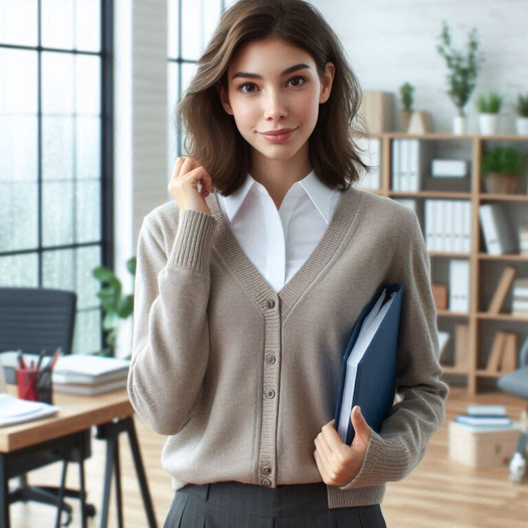 Neutral knit sweater for work wardrobe capsule