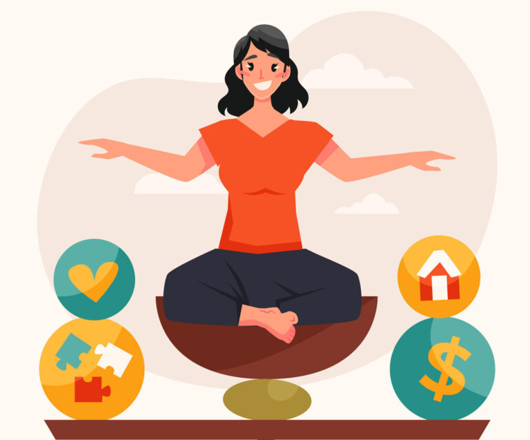 Hand-drawn illustration symbolizing stability within the 8 dimensions of wellness