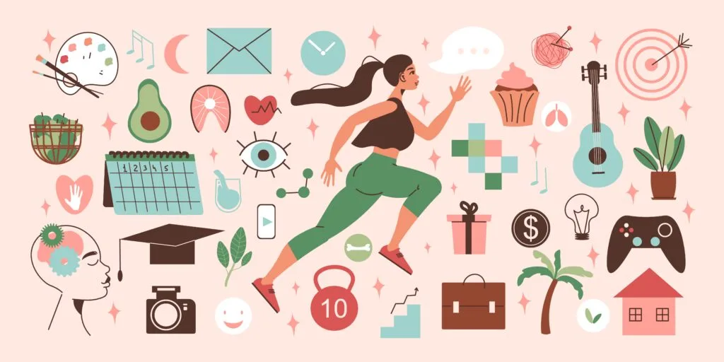 Illustration representing the 8 dimensions of wellness and life balance